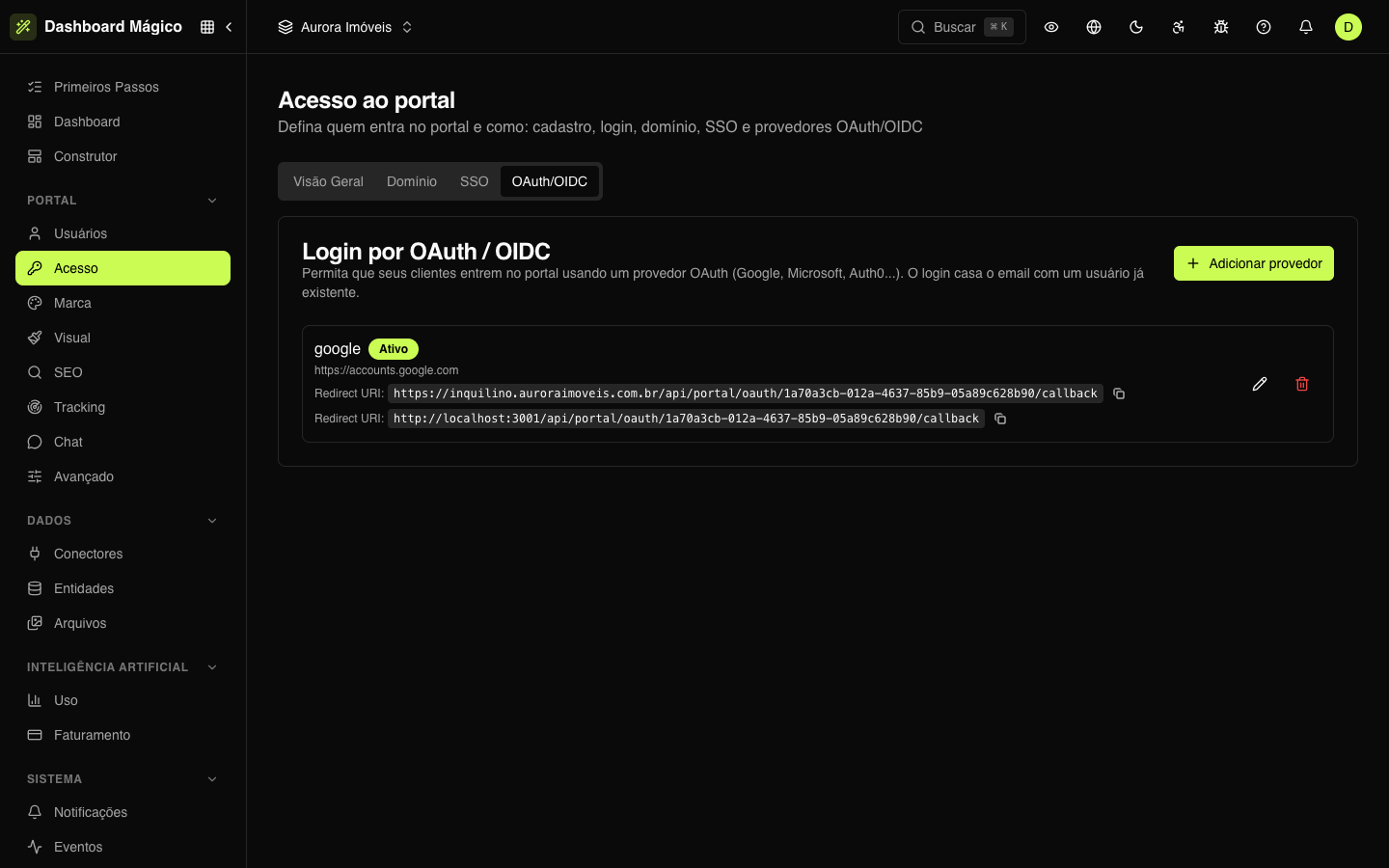 OIDC provider (Sign in with Google)