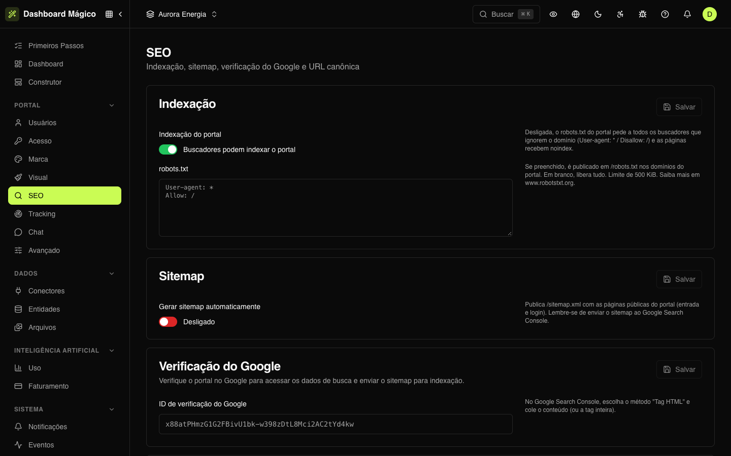 SEO do portal